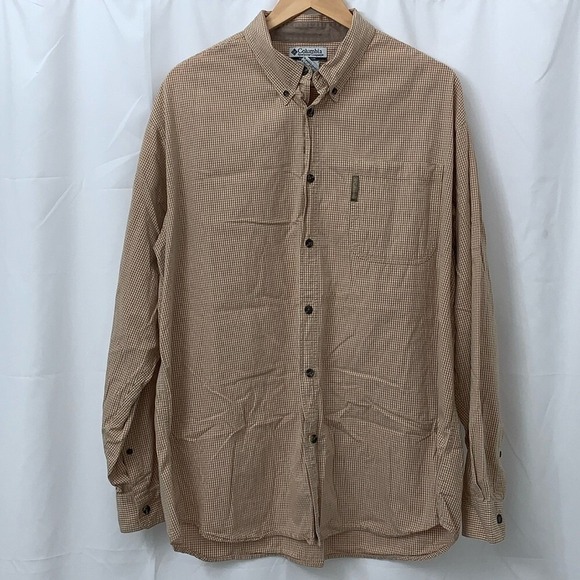 Columbia Other - Columbia Mens XL Tan Gingham Long Sleeve Button Down Shirt AM7400